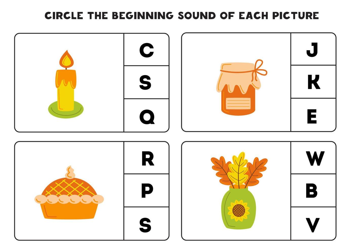 Worksheet for kids. Find the beginning sound of warm clothes. vector