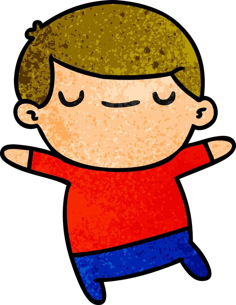 textured cartoon of a kawaii cute boy vector