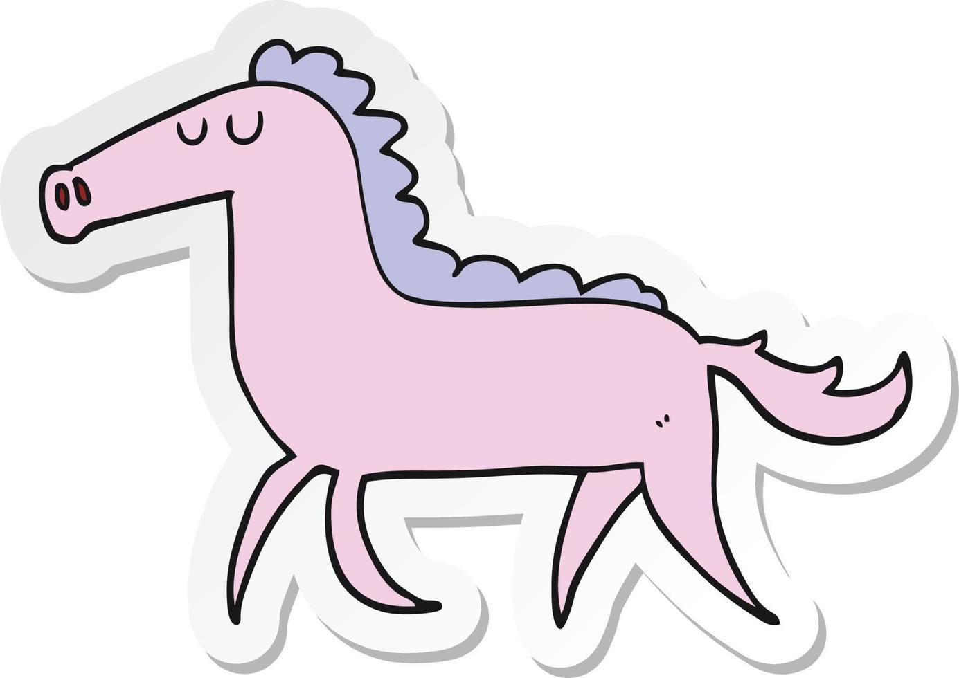 sticker of a cartoon horse vector