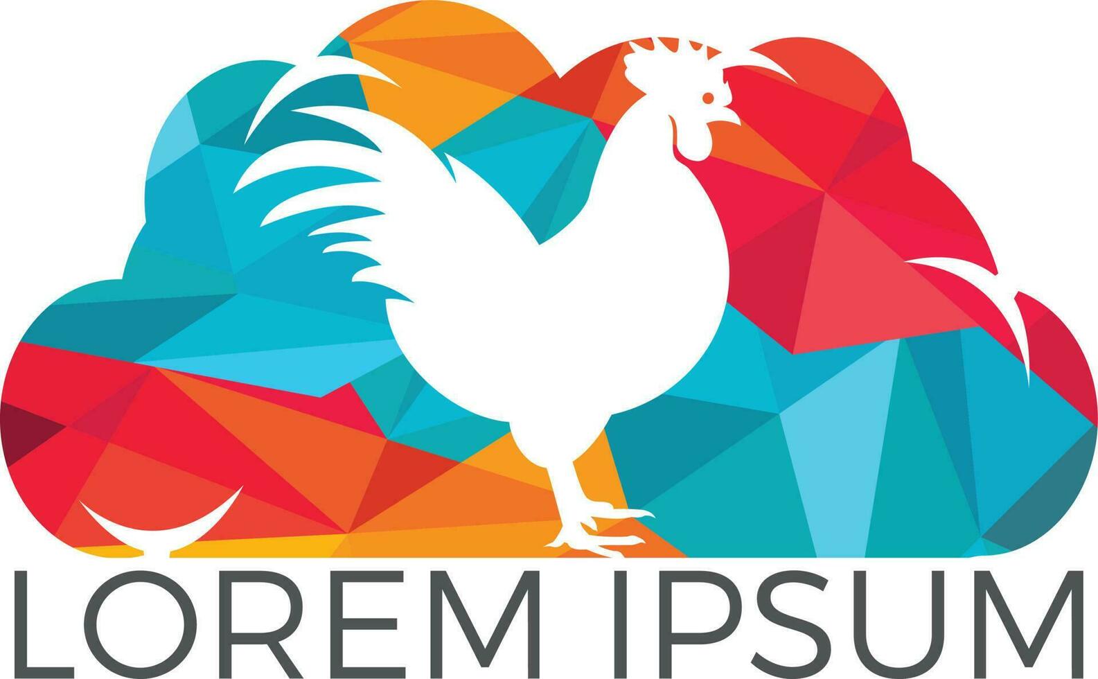 diseño de logotipo vectorial de gallo y nube. vector