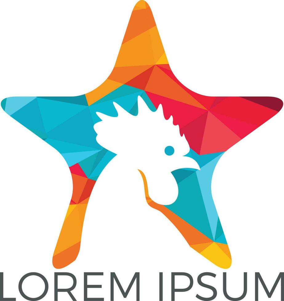 Rooster star shape vector shape logo design.