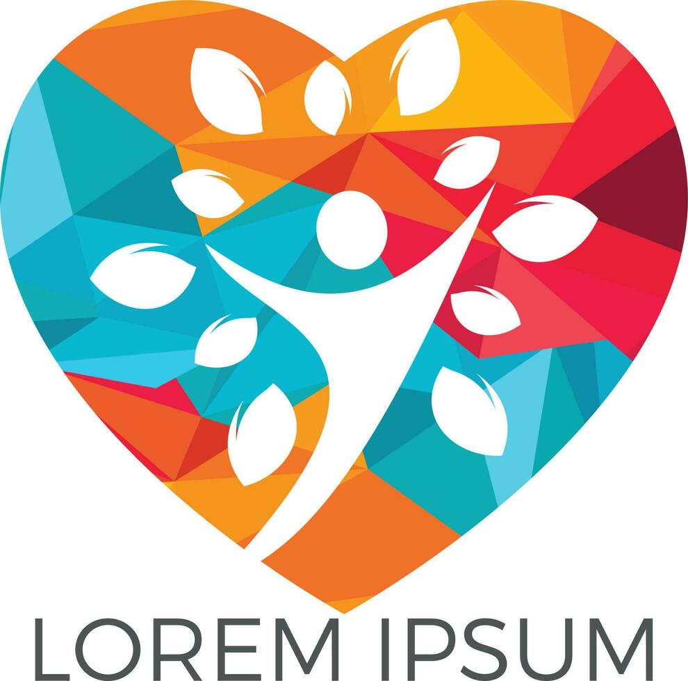 Human life logo icon of abstract people tree vector .Family tree heart shape sign and symbol.