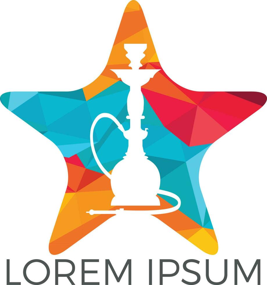 Star Hookah logo design. Vintage sheesha logo. Lounge cafe emblem. Arabian bar or house, shop vector design template.
