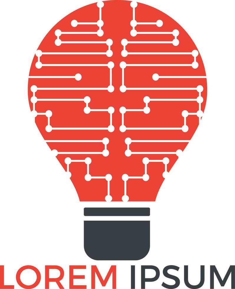 lámpara de bombilla y diseño de logotipo de tecnología de red. símbolo de tecnología de idea de innovación. vector