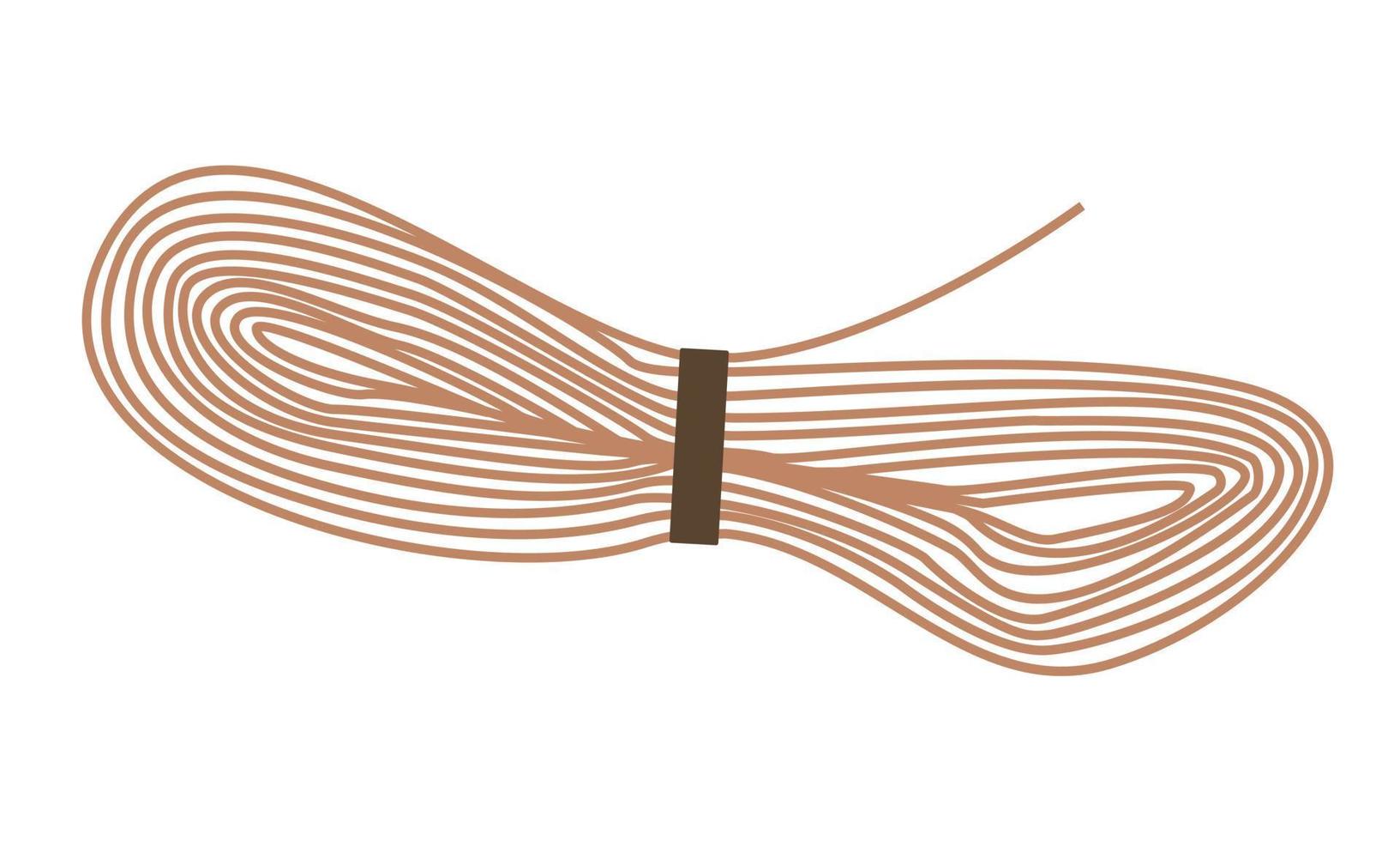 Coil of rope isolated on a white background. Equipment for hiking and mountaineering. Flat style. Vector illustration