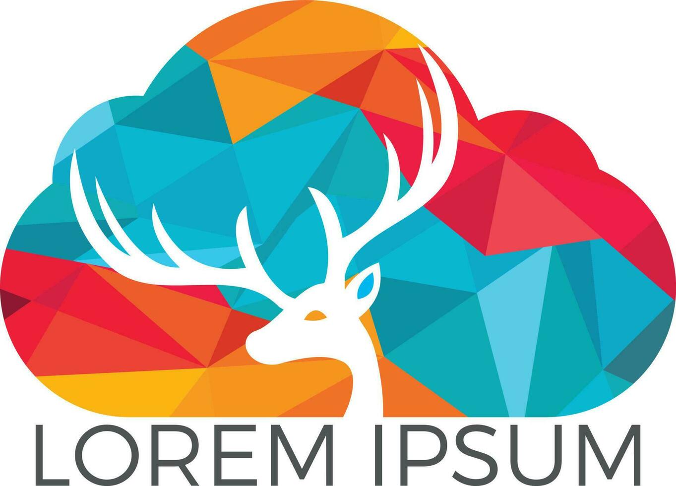 Deer cloud shape logo design. Artistic vector silhouette of a deer. Creative idea of a wild animal icon.