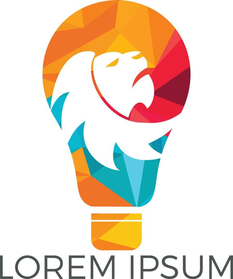 Light bulb and lion logo design. Wild ideas logo concept. vector