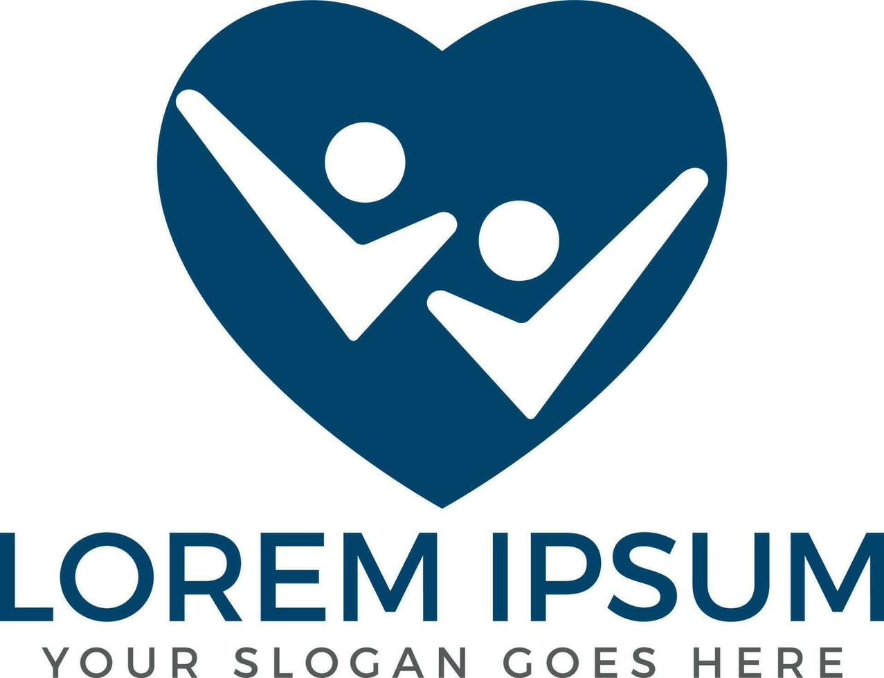 Human couple heart shape icon vector logo.