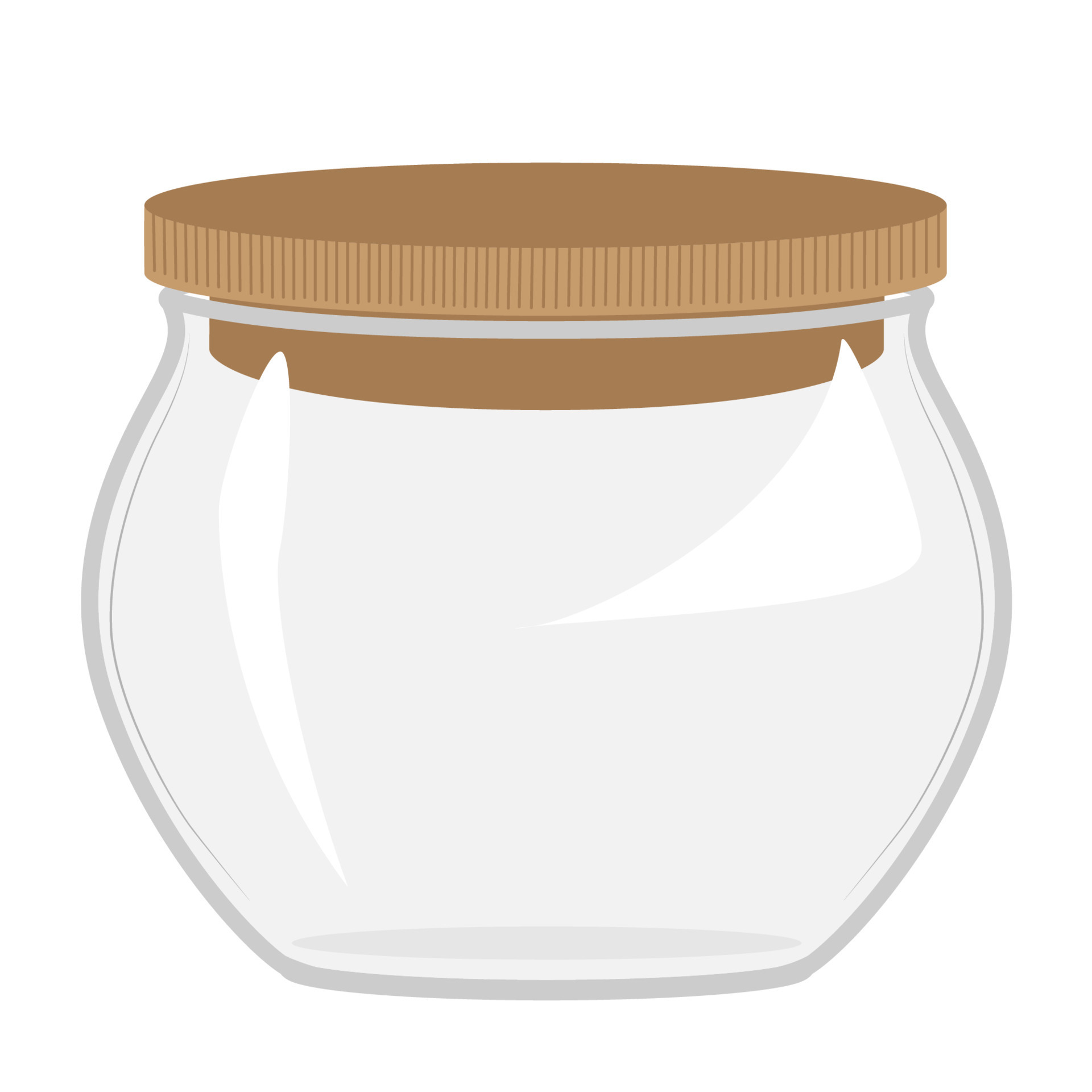 Empty open glass jar isolated on white background. Vector illustration