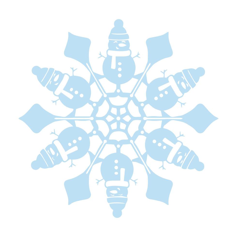Snowflake vector graphics on a white background cut out of paper , 6 rays.