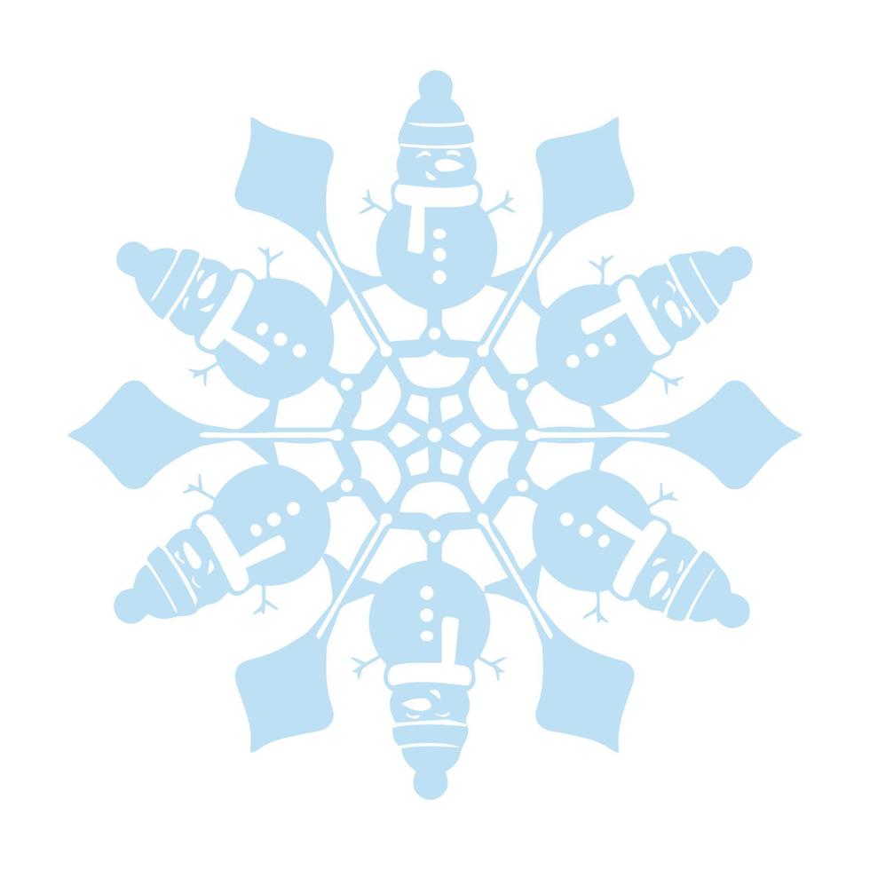 Snowflake vector graphics on a white background cut out of paper , 6 rays.