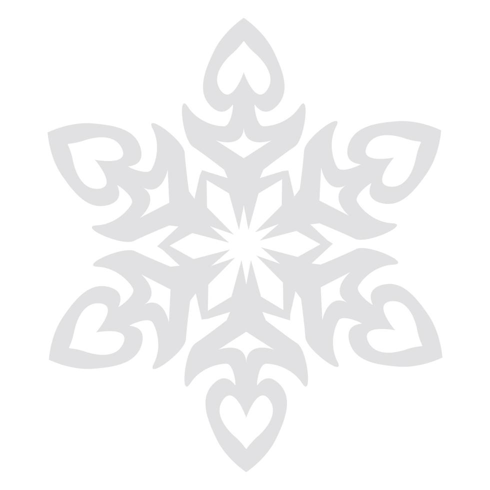 Snowflake vector graphics on a white background cut out of paper , 6 rays.
