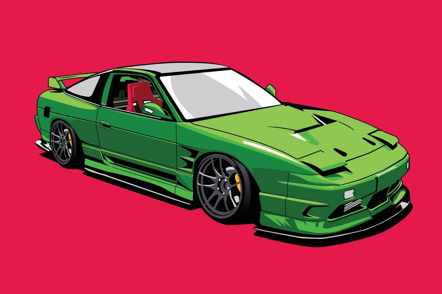 Green modified car illustration vector design