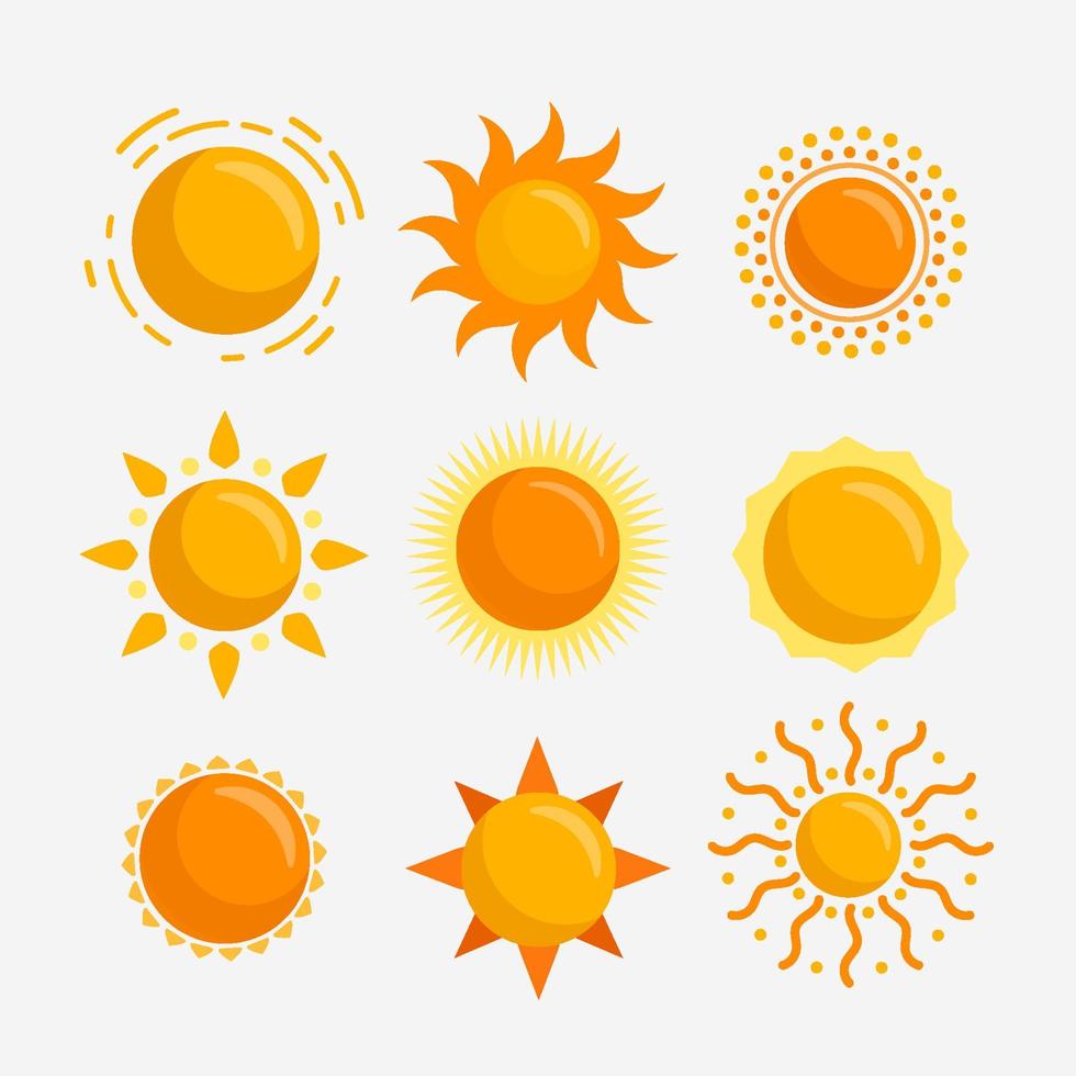Sun Bright Icon Set vector