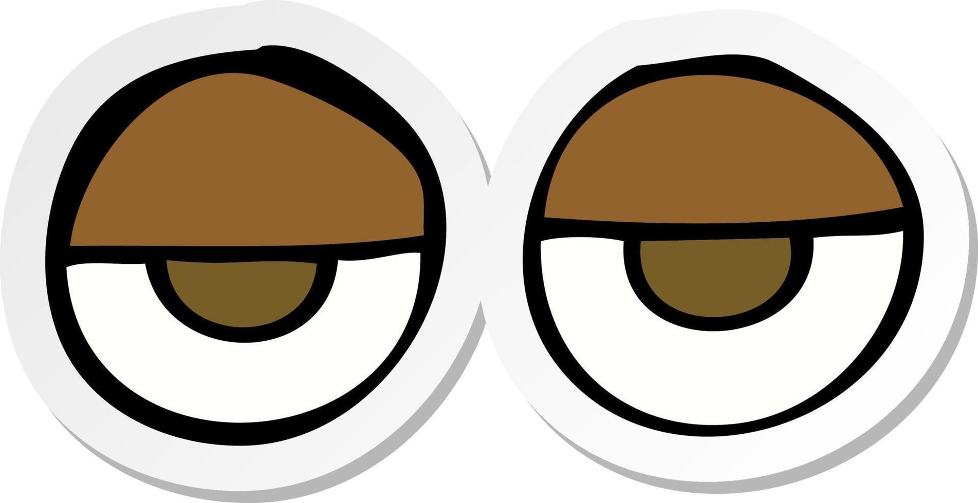 sticker of a cartoon eyes vector