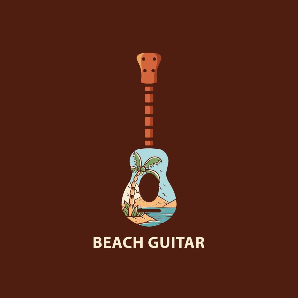 Guitar-style tropical paradise illustration. for printing and other uses vector