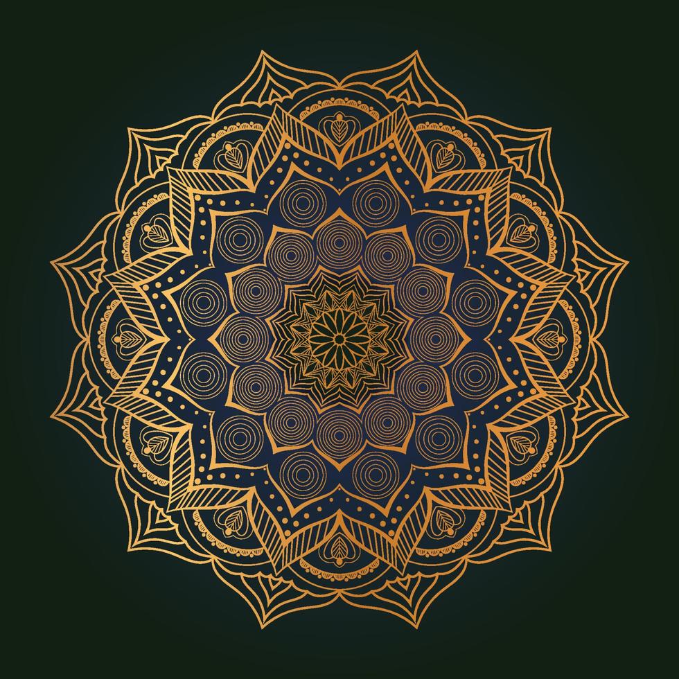 Luxury Decorative ornate round mandala. Vintage vector pattern. Invitation, wedding scrapbooking. Golden stickers mehndi and yoga design magic symbol