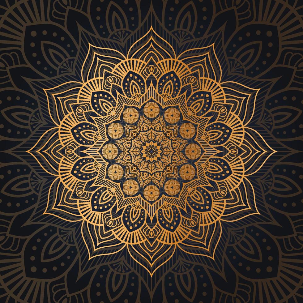 Luxury Decorative ornate round mandala. Vintage vector pattern. Invitation, wedding scrapbooking. Golden stickers mehndi and yoga design magic symbol