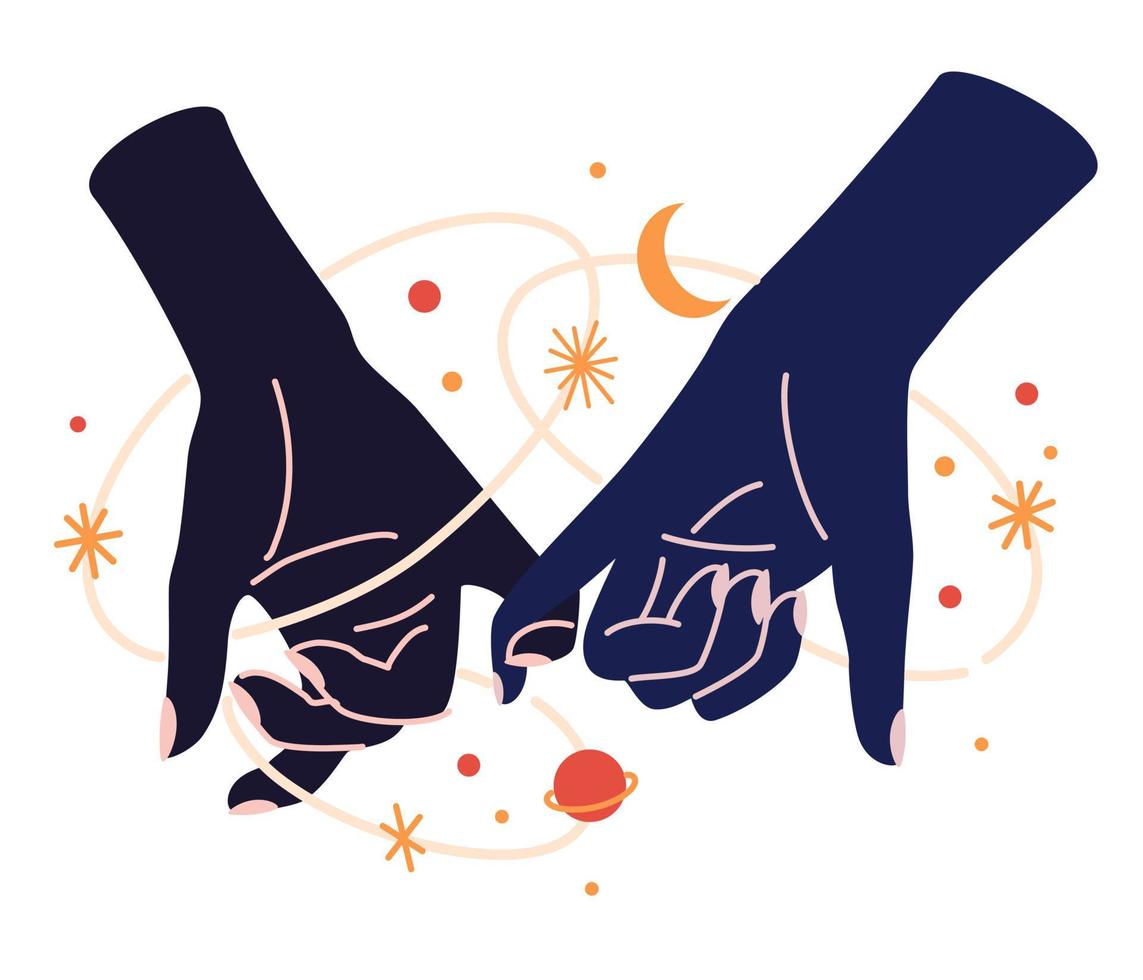 manos de mujer mágica con fases lunares. alquimia esotérica mística mágica celestial talismán con mano de mujer. objeto de ocultismo espiritual. ilustraciones vectoriales dibujadas a mano aisladas vector