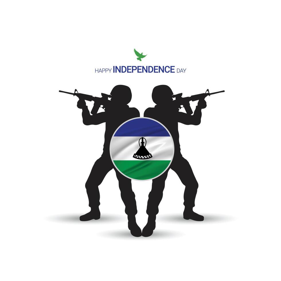 4th October, Celebrating Independence day of Lesotho,  Saluting soldiers and army are in action, Air forces showing air show in the sky, A national holiday observed by The Republic of Lesotho on 1966 vector