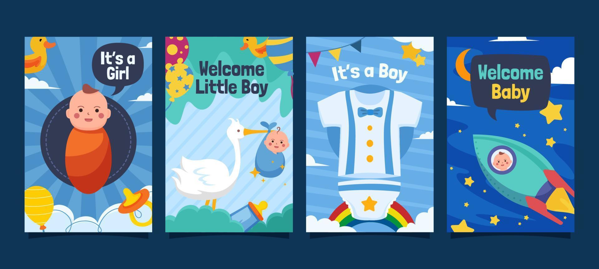 Boy and Girl Cute Bornday Card vector