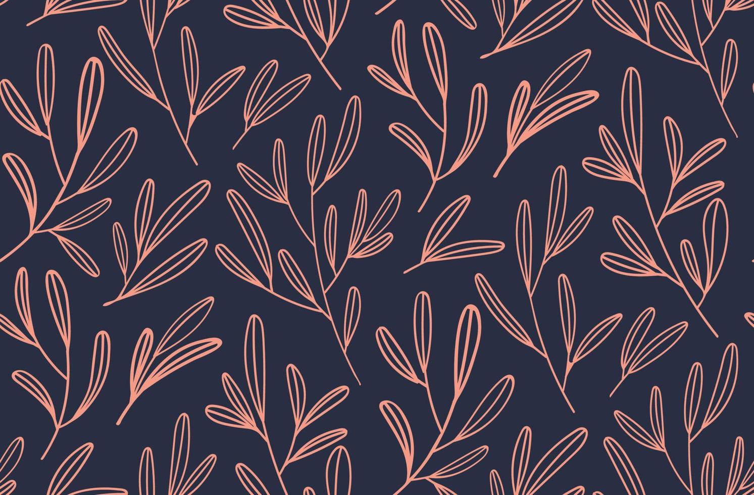 Floral seamless pattern. Elegant leaves on the dark background. vector