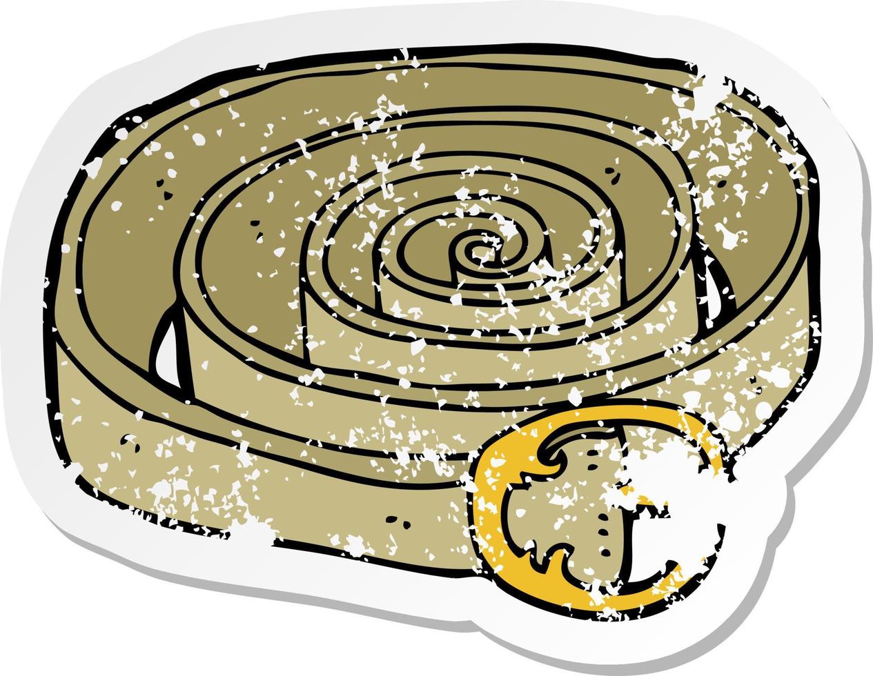 retro distressed sticker of a cartoon belt vector