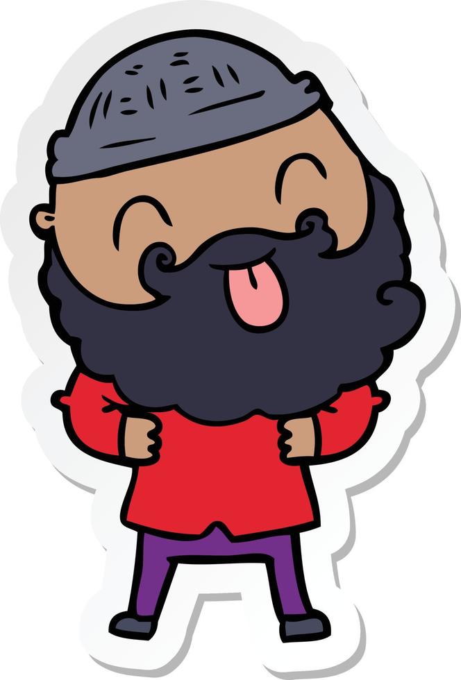 sticker of a man with beard sticking out tongue vector