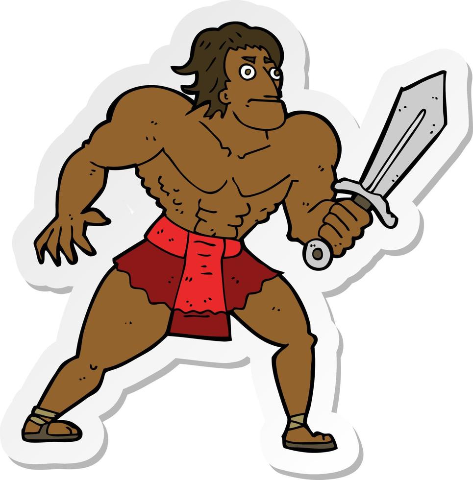 sticker of a cartoon fantasy hero man vector