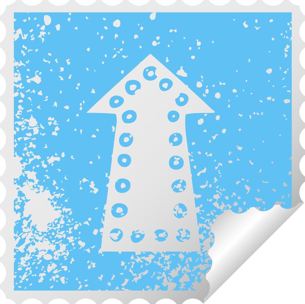 quirky distressed square peeling sticker symbol arrow vector