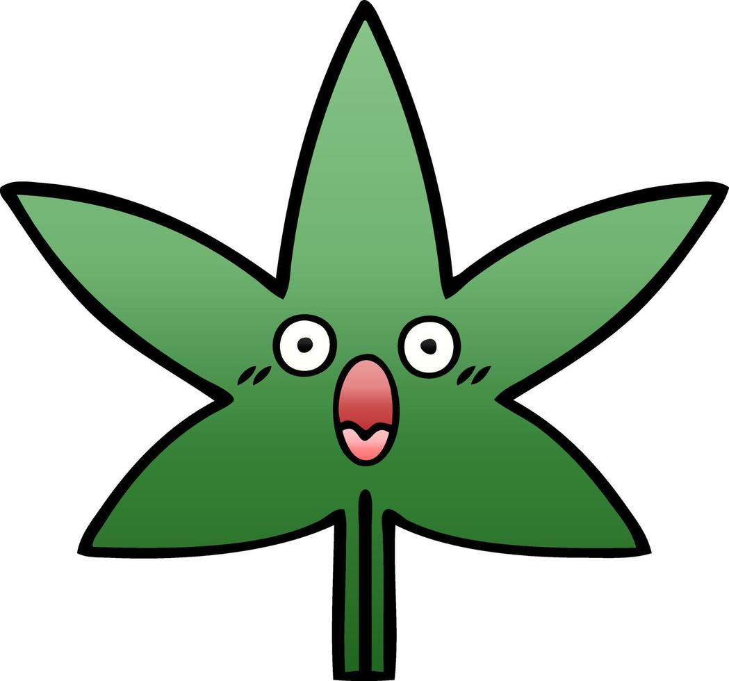 hoja de marihuana de dibujos animados sombreada degradada vector