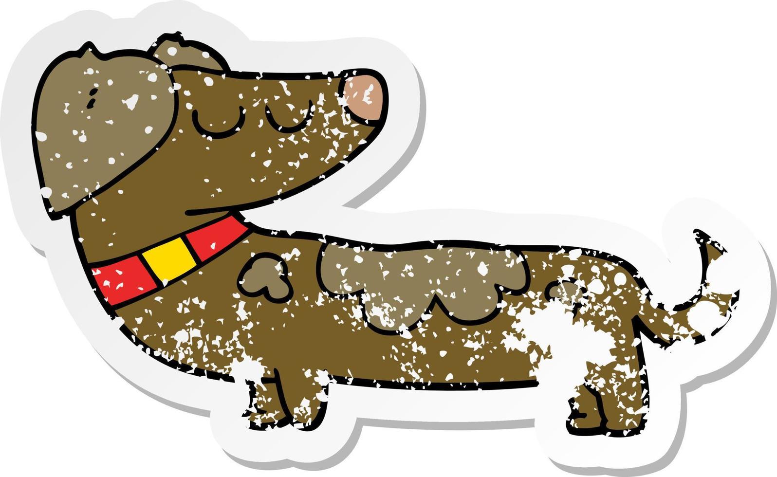 distressed sticker of a cartoon dog vector