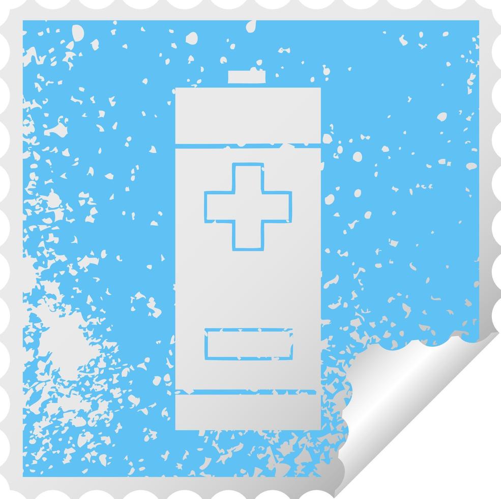 distressed square peeling sticker symbol electrical battery vector