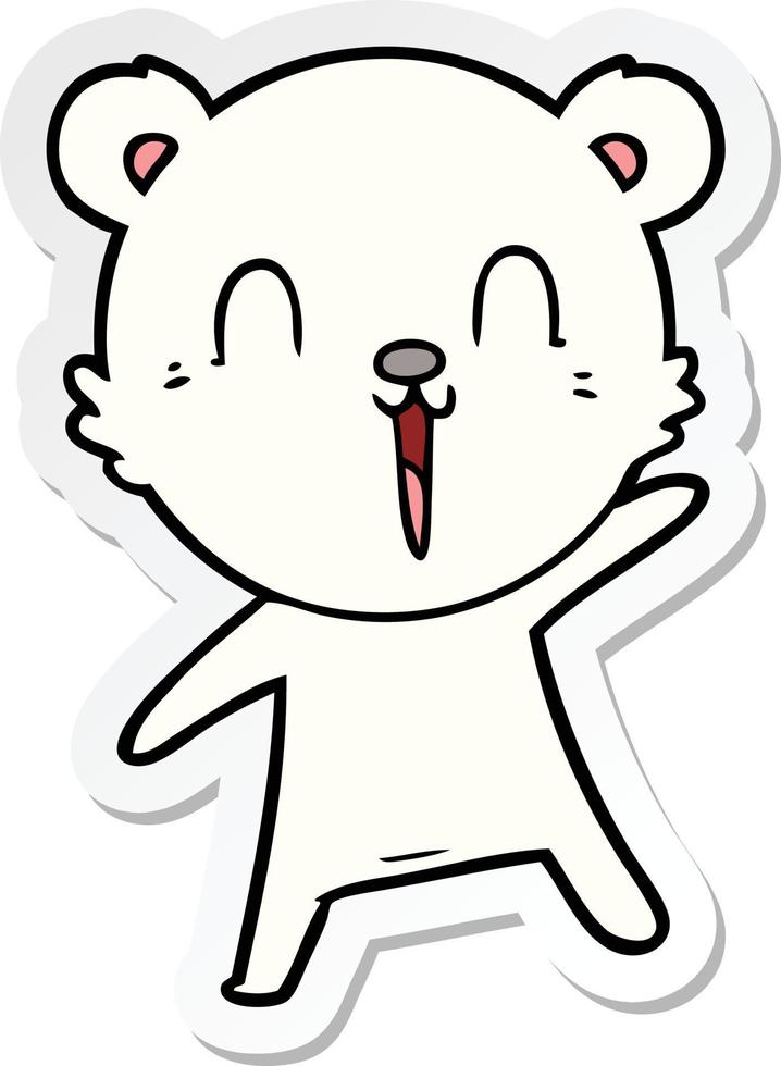 sticker of a happy cartoon polar bear vector