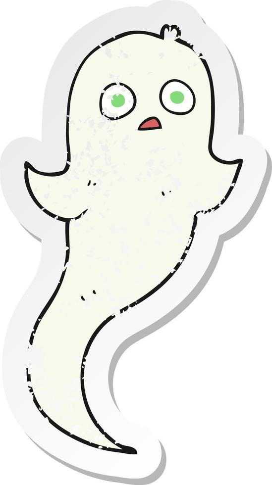 pegatina retro angustiada de un fantasma de halloween de dibujos animados vector