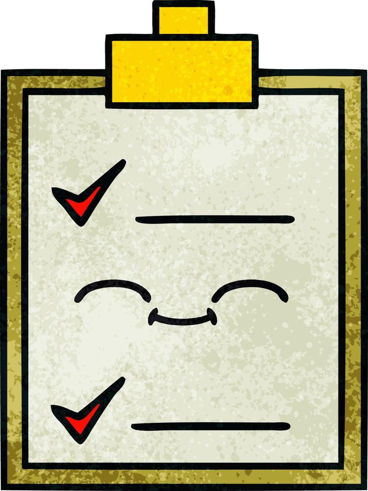 retro grunge texture cartoon check list vector
