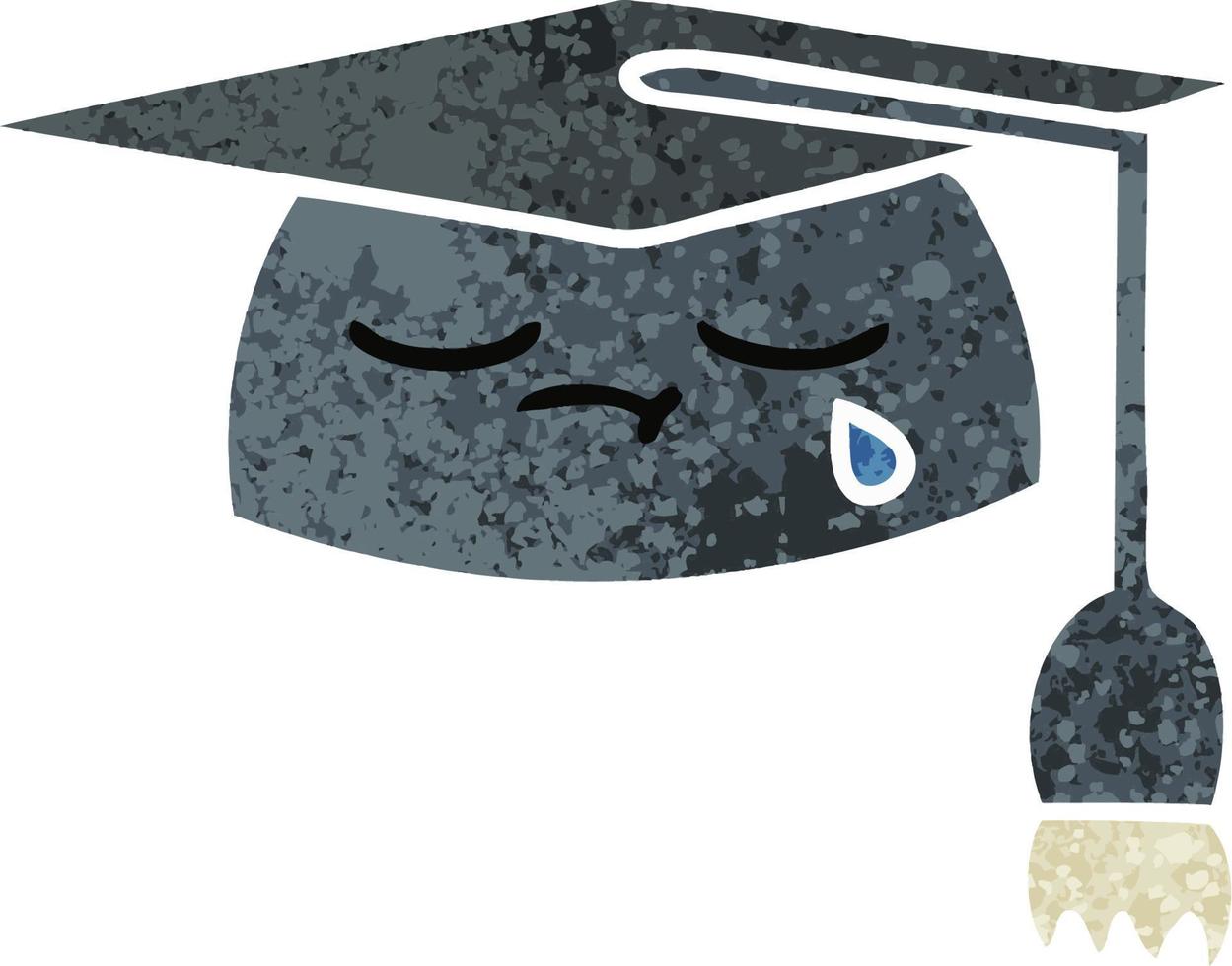 retro illustration style cartoon graduation hat vector