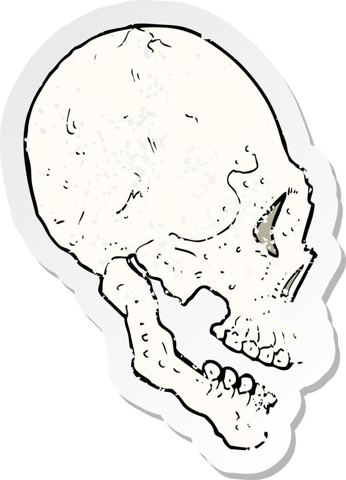 pegatina retro angustiada de una ilustración de calavera vector