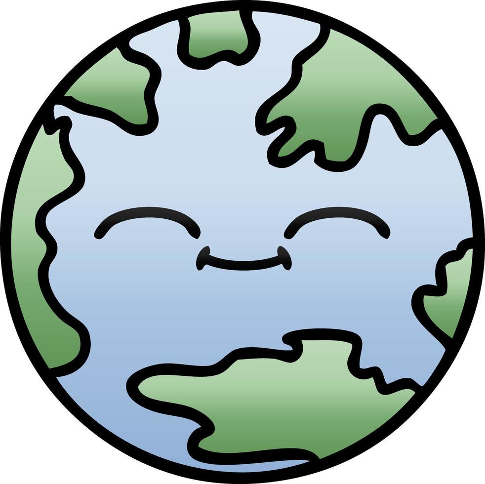 gradient shaded cartoon planet earth vector