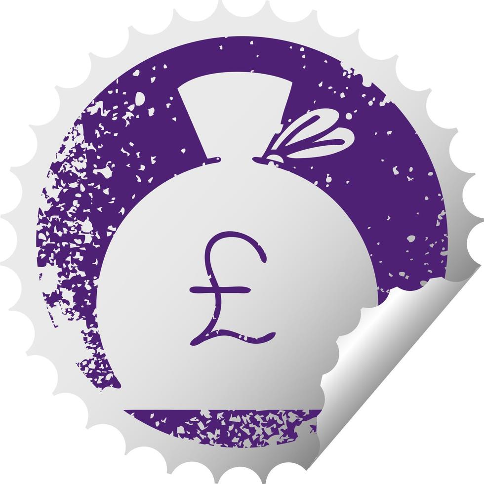 distressed circular peeling sticker symbol bag of money vector
