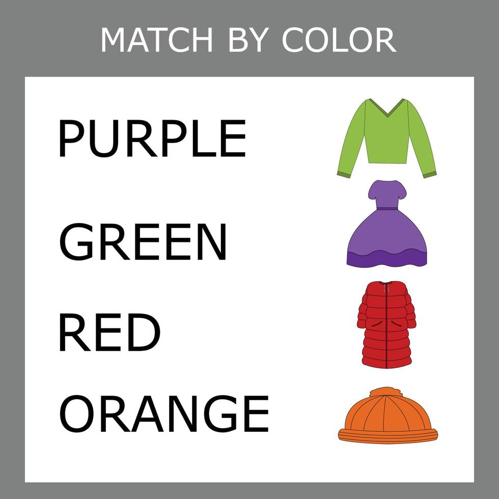 Find the orange clothes character among others. Looking for orange. Logic game for children. vector