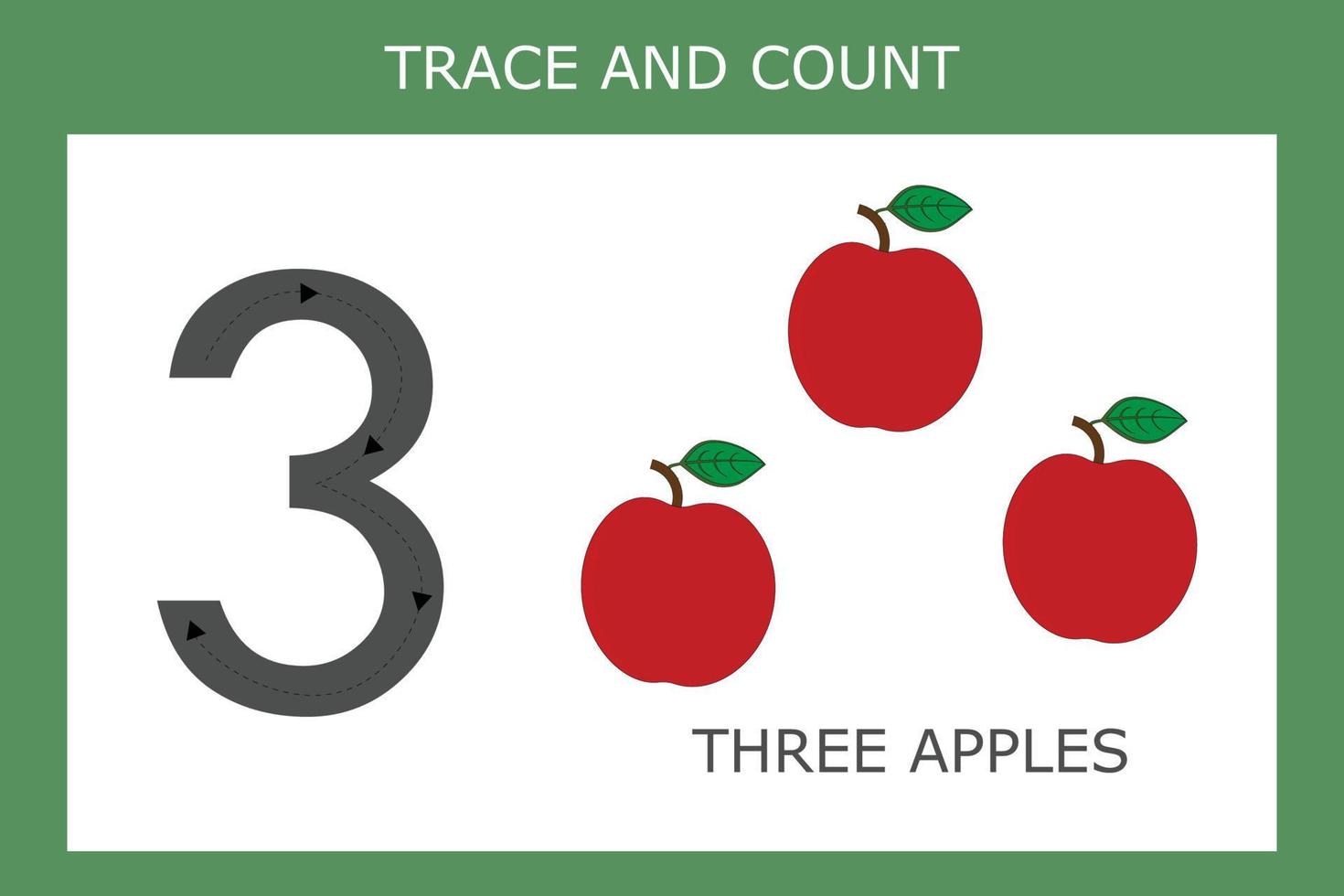 Number training write and count numbers. Exercises handwriting practice vector