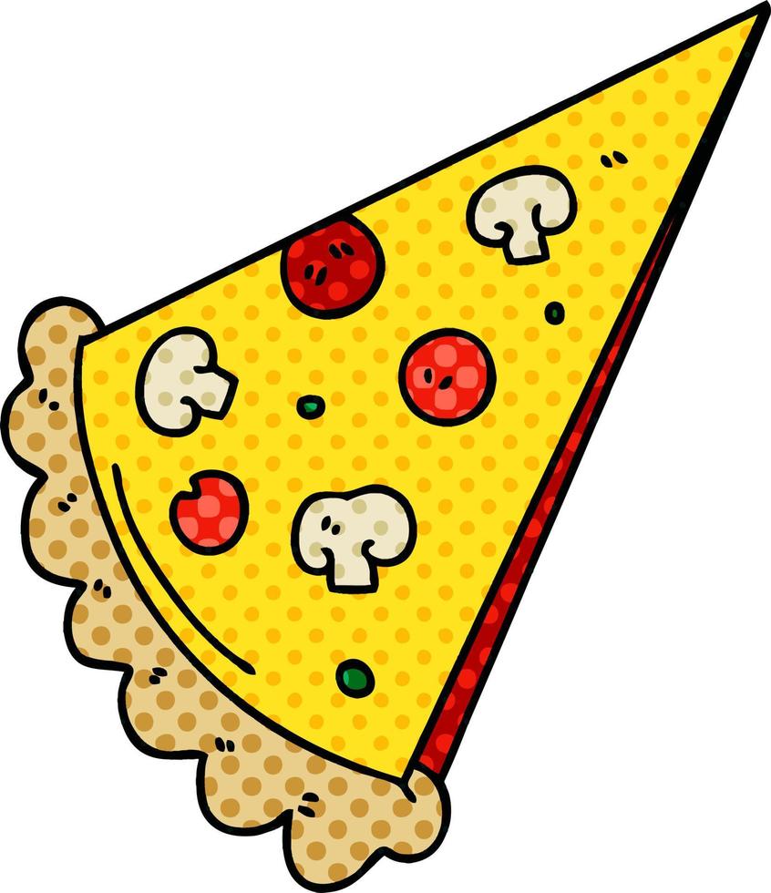 quirky comic book style cartoon slice of pizza vector