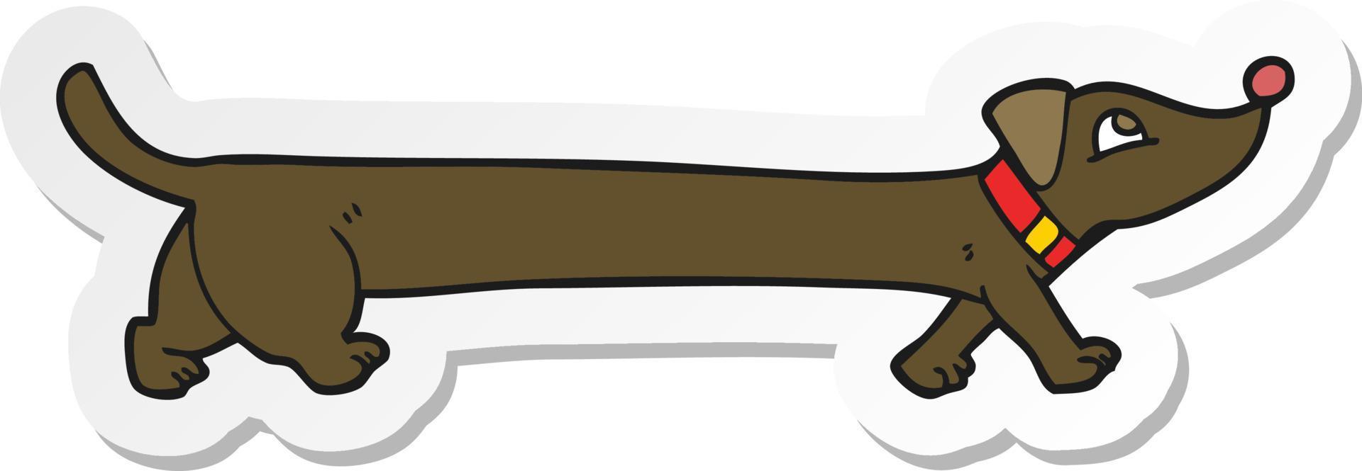 sticker of a cartoon dachshund vector