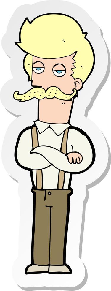 sticker of a cartoon man with mustache vector