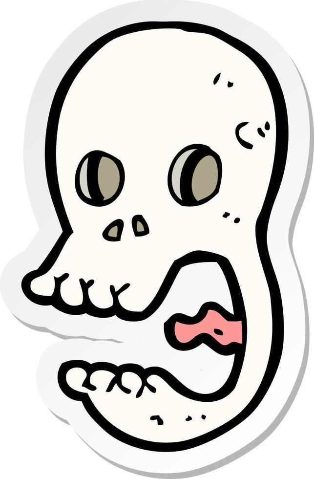 pegatina de una divertida calavera de dibujos animados vector