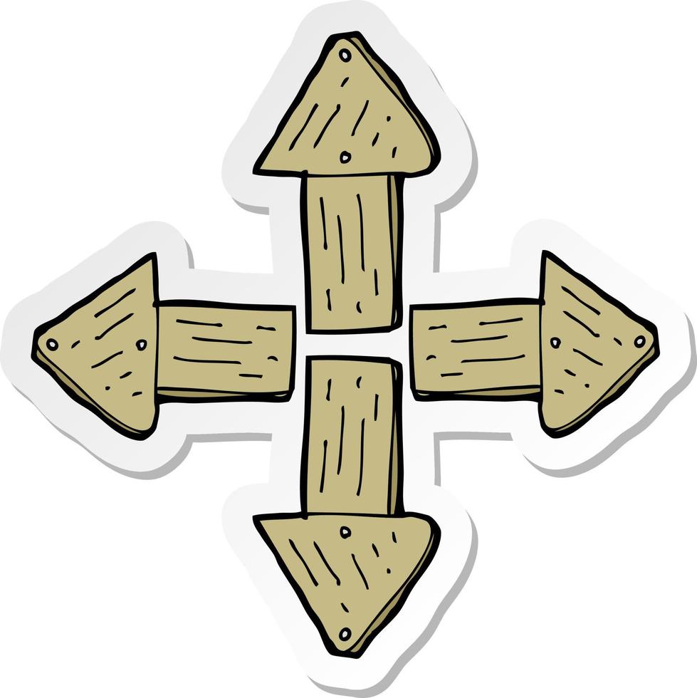 sticker of a cartoon wood direction signs vector