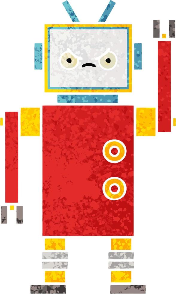 retro illustration style cartoon robot vector