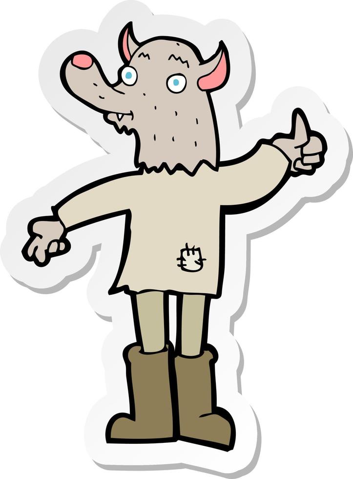 sticker of a cartoon funny werewolf vector