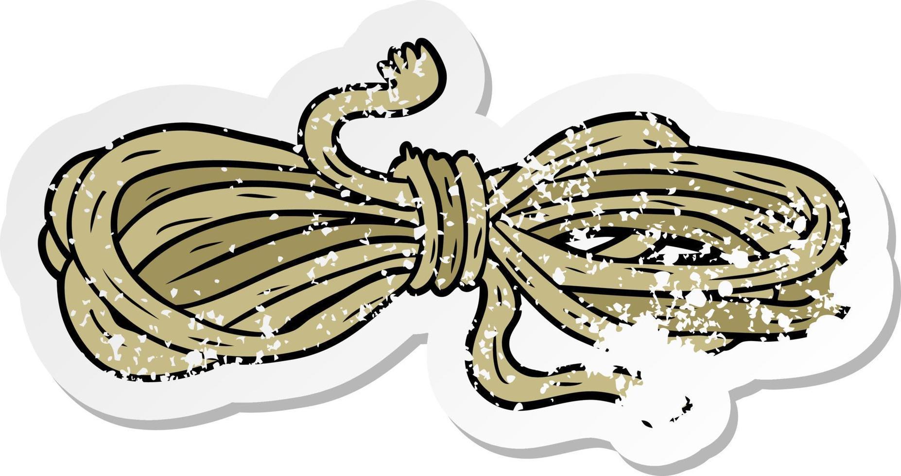 distressed sticker of a cartoon rope vector